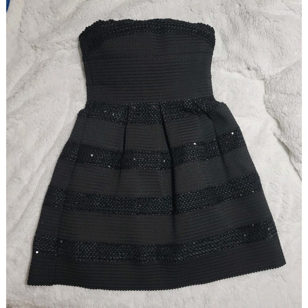 Dee Elle Woman's Black Strapless Sequince Cocktail Mini Dress Size Small
